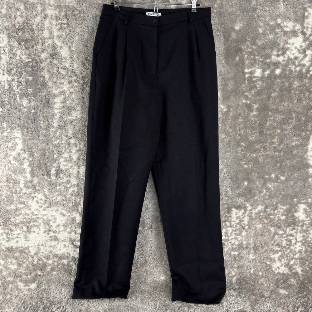 Pendleton Size 10 Pleated High Rise Straight Leg Trousers Black Sleeveless Women